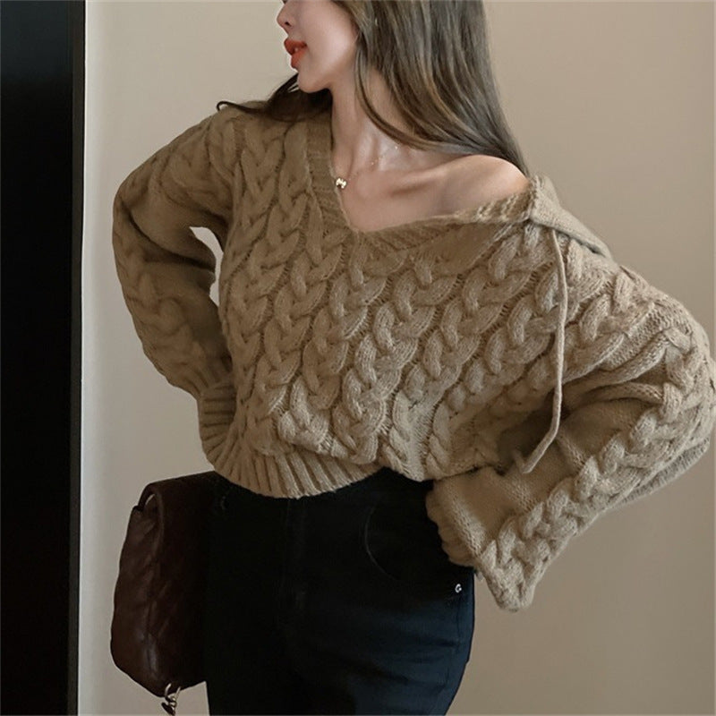 Damer Cozy Knit Poncho med Kabelmönster Mirla-Eva Jonsson