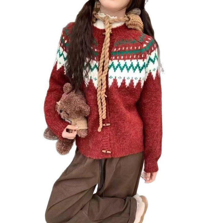 Damer Cozy Knit Tröja med Traditionellt Norskt Mönster och Huva Mirla-Eva Jonsson