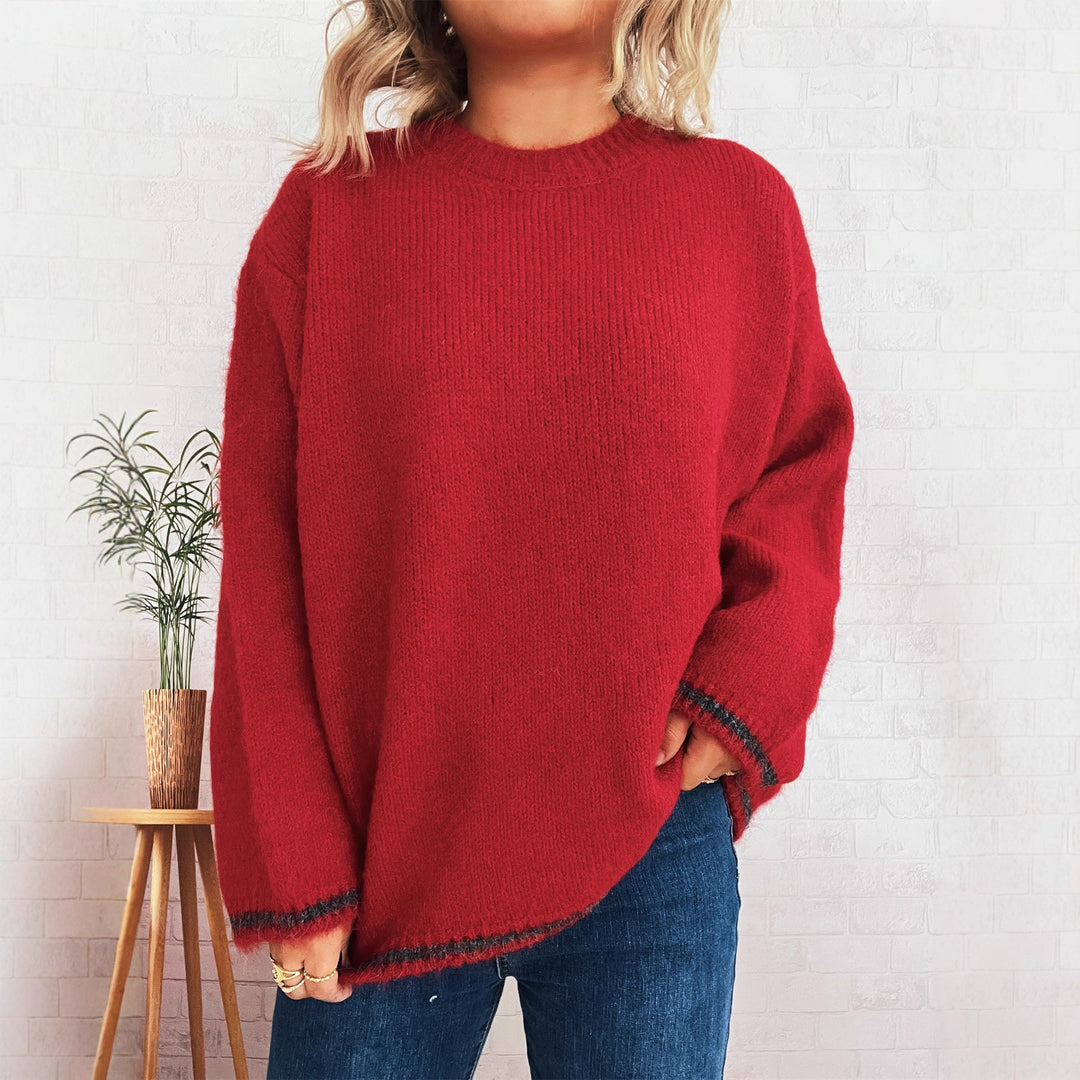 Damer Cozy Stickad Tröja med Mjuk Material och Avslappnad Passform Mirla-Eva Jonsson