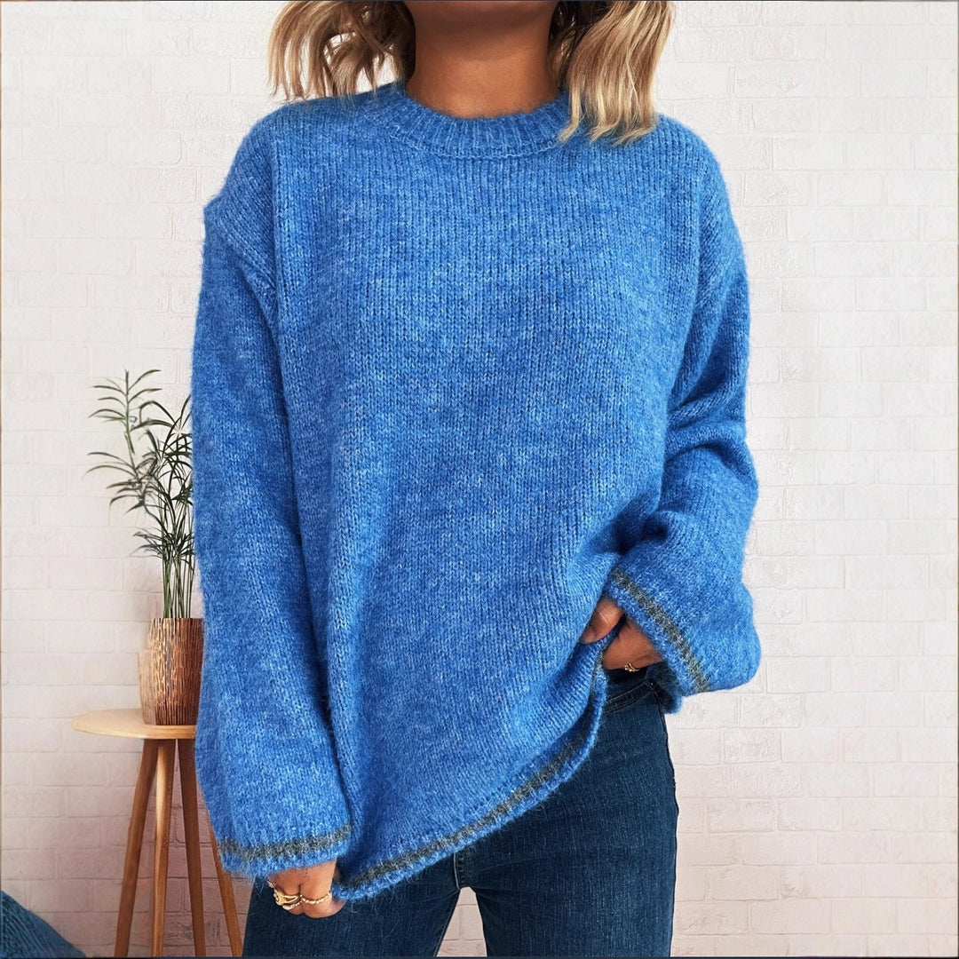 Damer Cozy Stickad Tröja med Mjuk Material och Avslappnad Passform Mirla-Eva Jonsson
