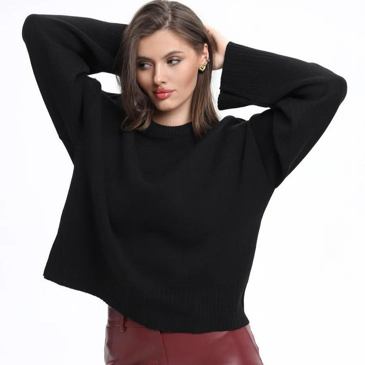 Damer Cozy Sweater med Löst Snitt och Texturerad Stickad Mönster Mirla-Eva Jonsson