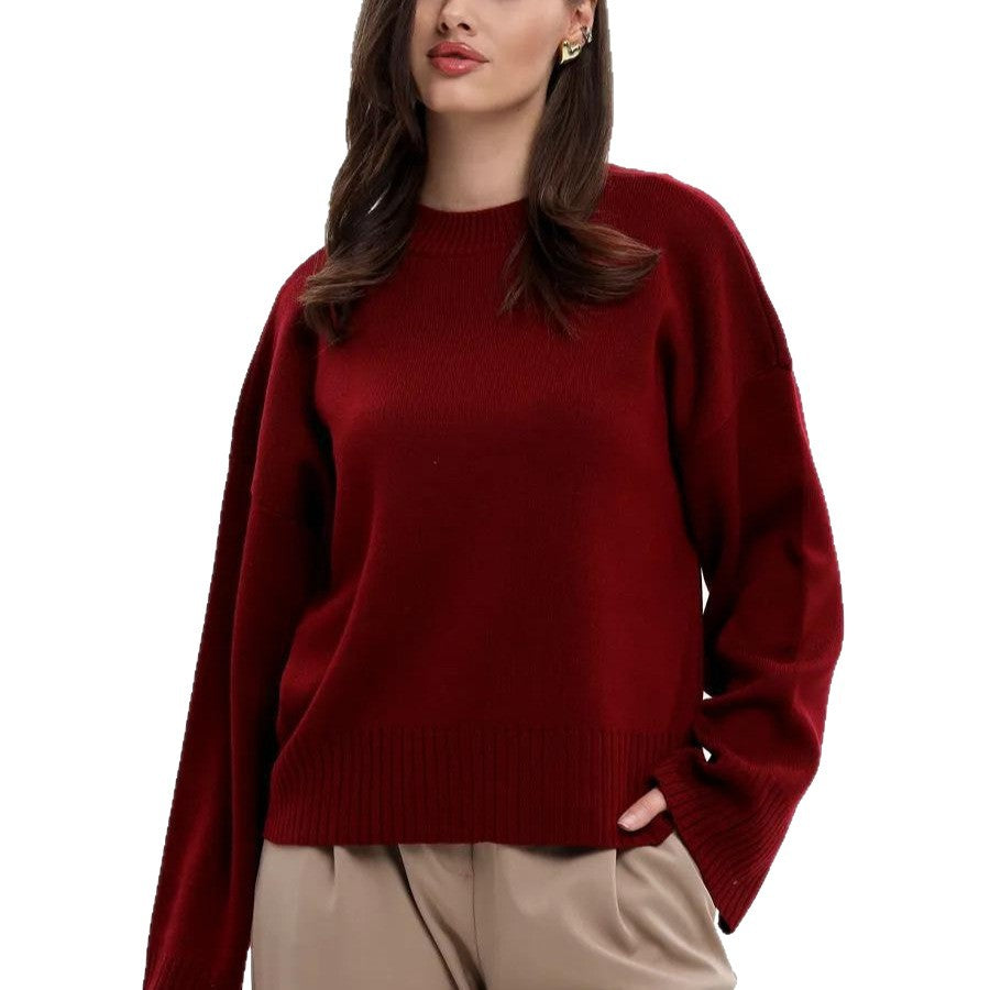 Damer Cozy Sweater med Löst Snitt och Texturerad Stickad Mönster Mirla-Eva Jonsson