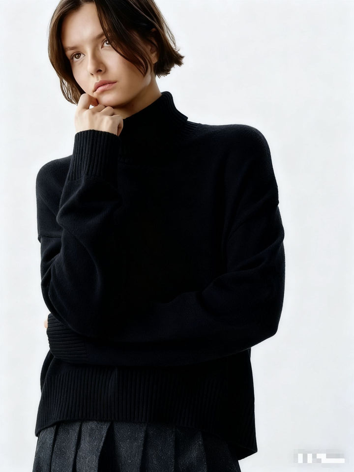 Damer Cozy Turtleneck Tröja med Oversized Snitt och Fin Ribbad Struktur Mirla-Eva Jonsson