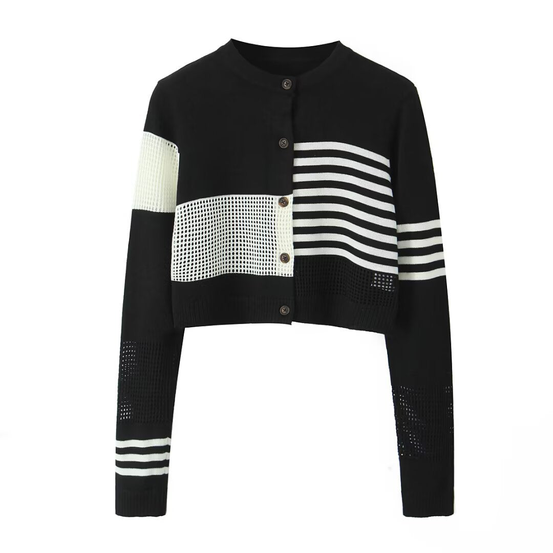 Damer Crop-Cardigan med modern design och strukturerad väv Mirla-Eva Jonsson