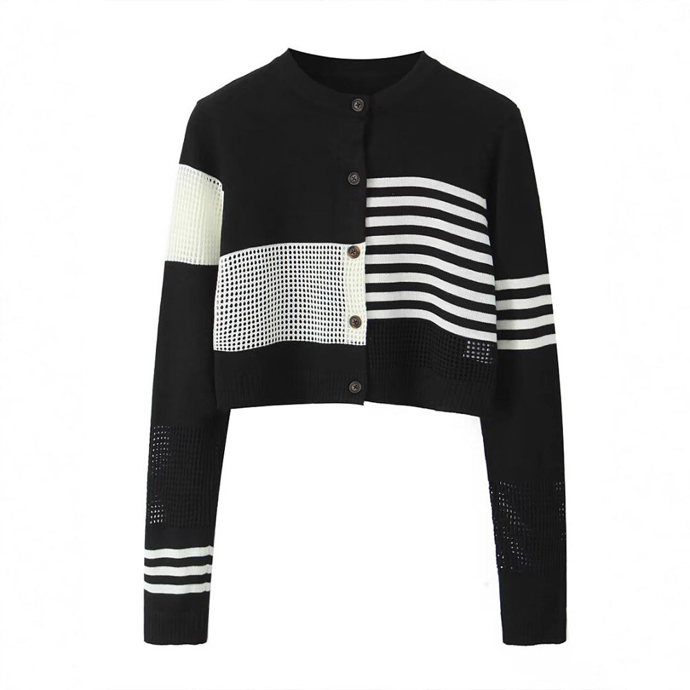 Damer Crop-Cardigan med modern design och strukturerad väv Mirla-Eva Jonsson