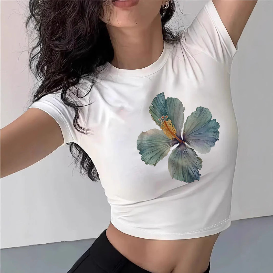 Damer Crop-T-Shirt med blommigt mönster Mirla-Eva Jonsson