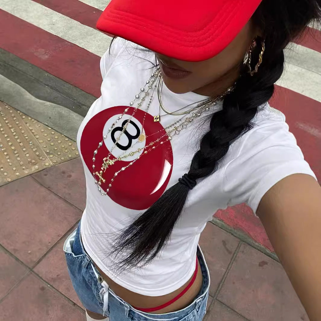 Damer Crop-T-Shirt med kreativ telefon-design Mirla-Eva Jonsson