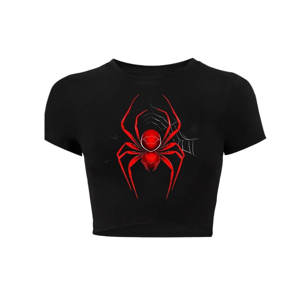 Damer Crop-T-Shirt med kreativ telefon-design Mirla-Eva Jonsson