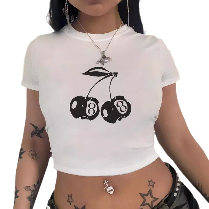 Damer Crop-T-Shirt med kreativ telefon-design Mirla-Eva Jonsson