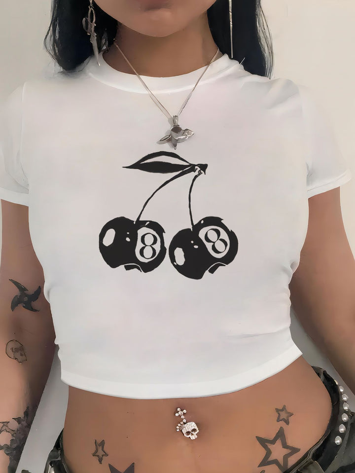 Damer Crop-T-Shirt med kreativ telefon-design Mirla-Eva Jonsson