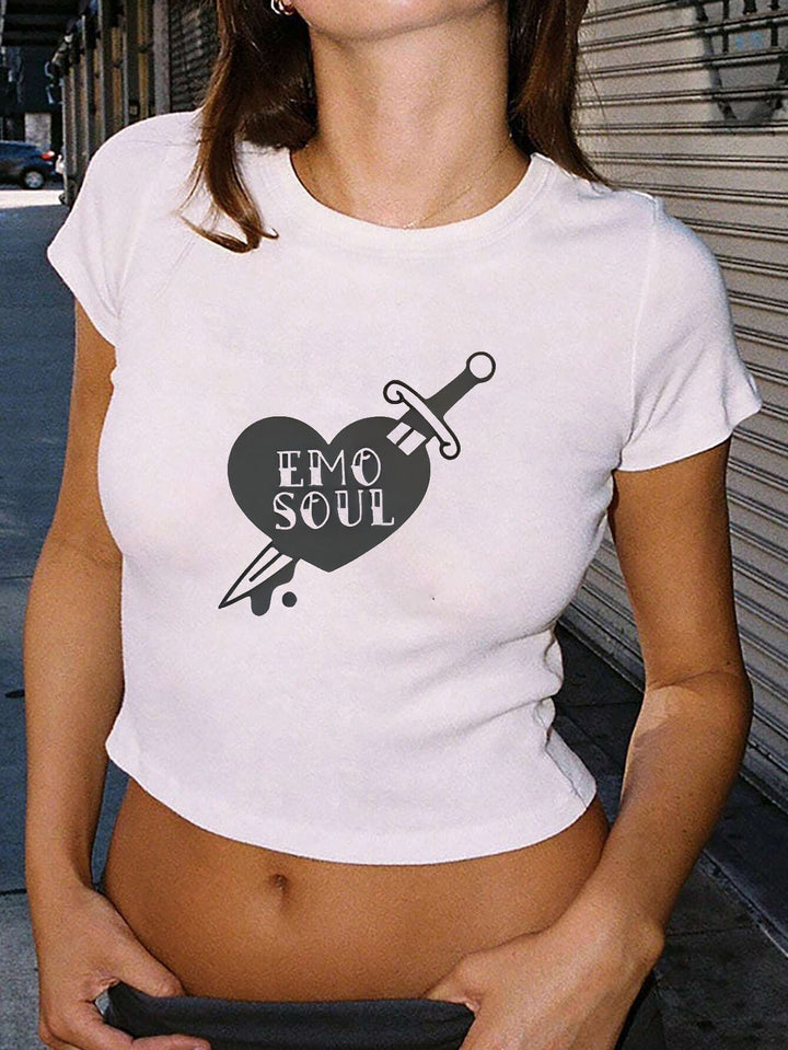 Damer Crop-T-Shirt med kreativ telefon-design Mirla-Eva Jonsson