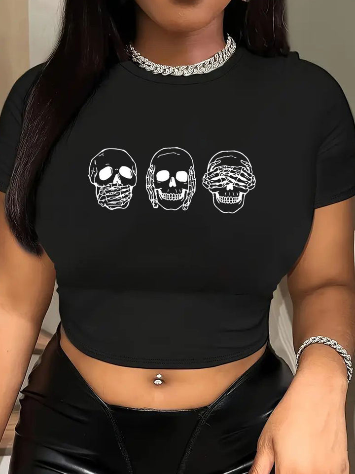 Damer Crop-T-Shirt med kreativ telefon-design Mirla-Eva Jonsson