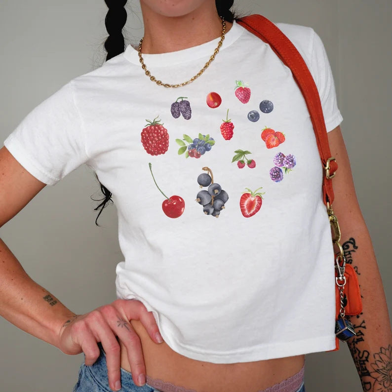 Damer Crop-T-Shirt med kreativ telefon-design Mirla-Eva Jonsson