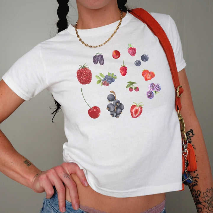 Damer Crop-T-Shirt med kreativ telefon-design Mirla-Eva Jonsson