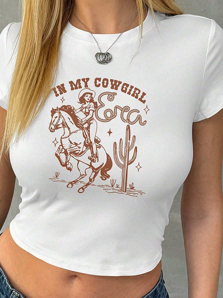 Damer Crop-T-Shirt med kreativ telefon-design Mirla-Eva Jonsson
