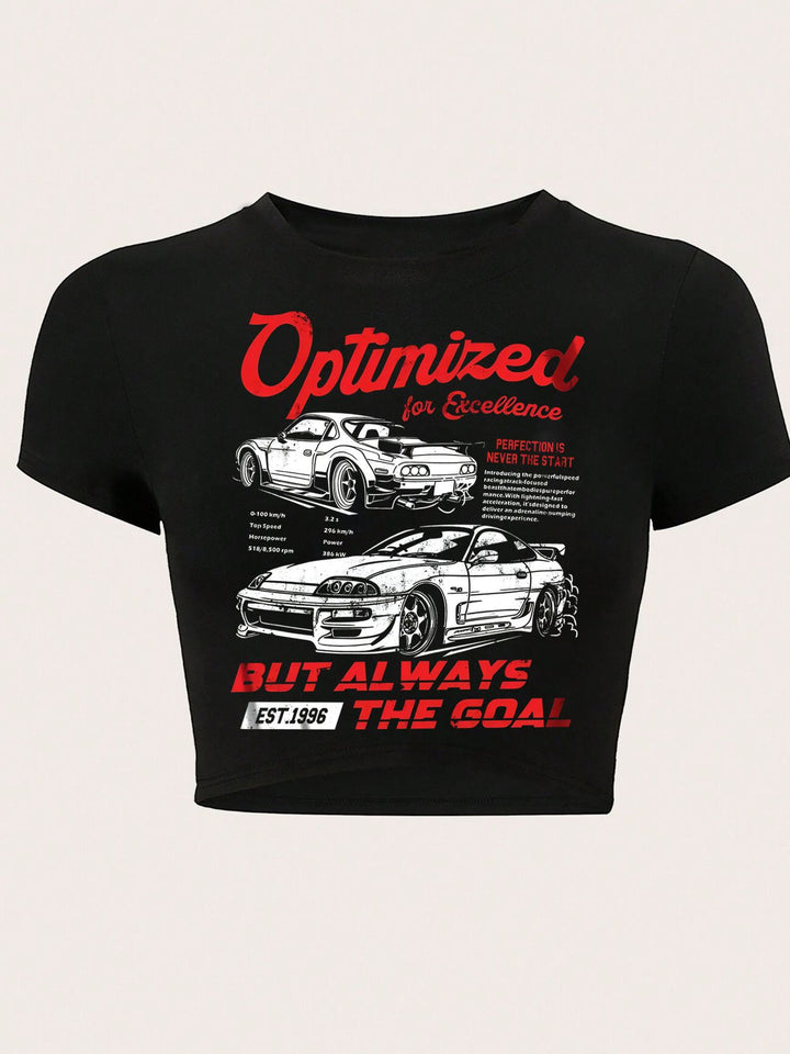 Damer Crop-T-Shirt med kreativ telefon-design Mirla-Eva Jonsson