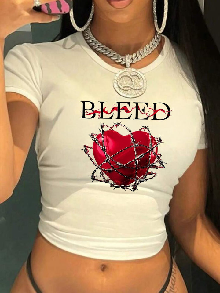 Damer Crop-T-Shirt med kreativ telefon-design Mirla-Eva Jonsson
