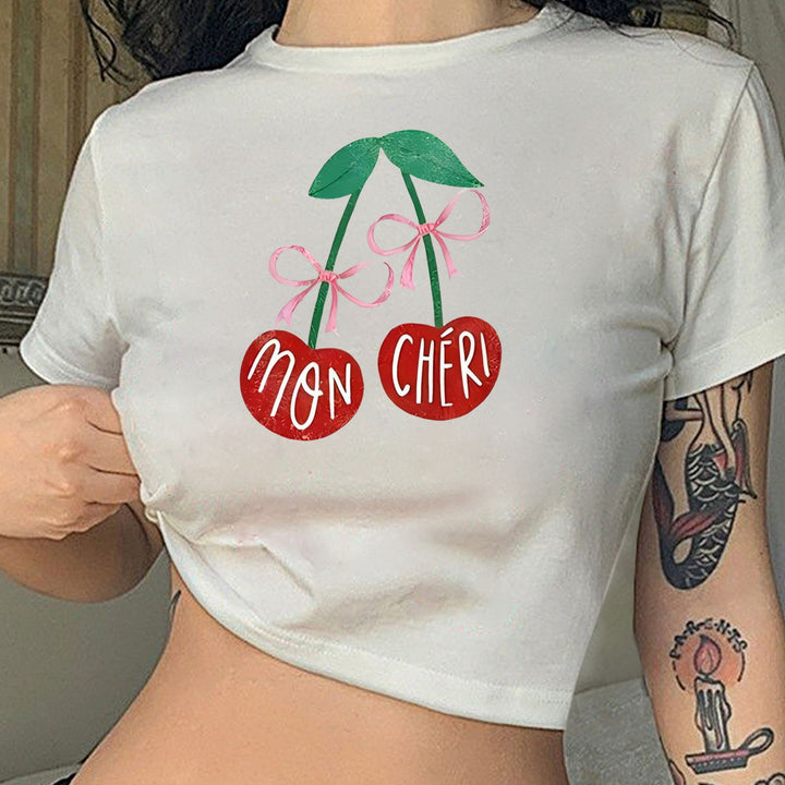 Damer Crop-T-Shirt med lugnt födelsedagsuttalande och figurnära passform Mirla-Eva Jonsson