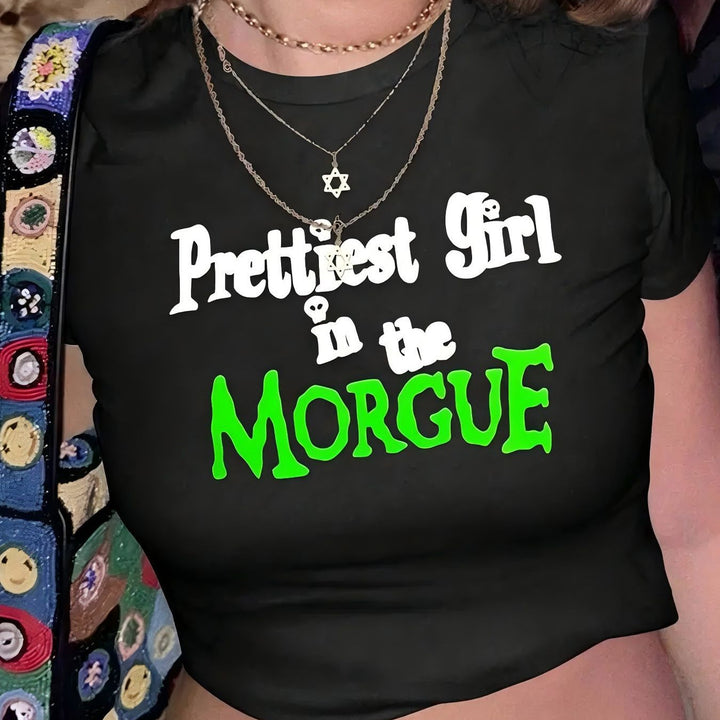Damer Crop-T-Shirt med lugnt födelsedagsuttalande och figurnära passform Mirla-Eva Jonsson