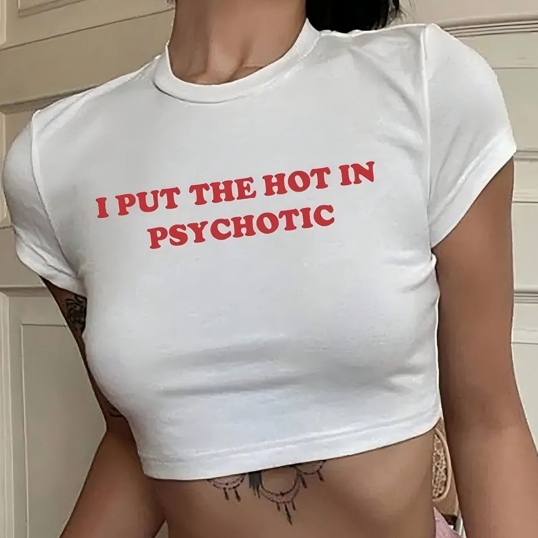 Damer Crop-T-Shirt med lugnt födelsedagsuttalande och figurnära passform Mirla-Eva Jonsson