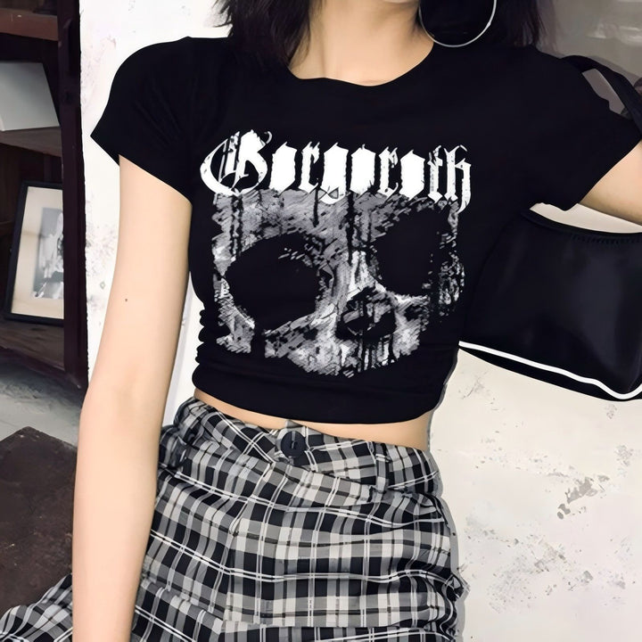 Damer Crop-T-Shirt med unik dödskalle-design Mirla-Eva Jonsson