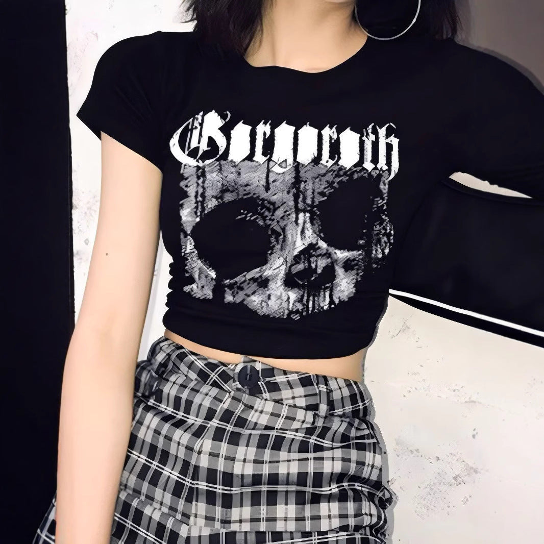 Damer Crop-T-Shirt med unik dödskalle-design Mirla-Eva Jonsson