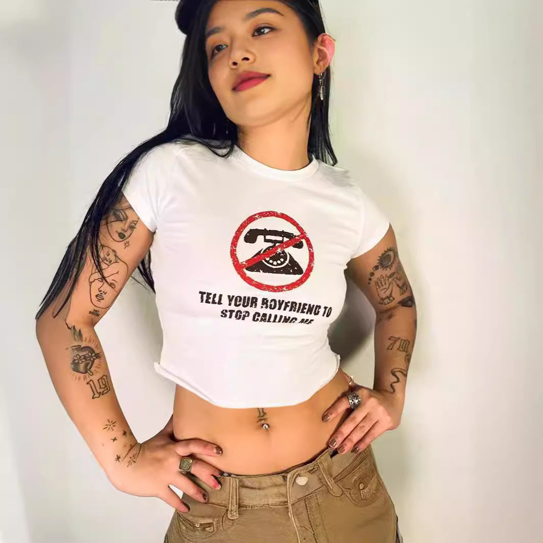 Damer Crop-T-shirt med din kreativa slogan Mirla-Eva Jonsson