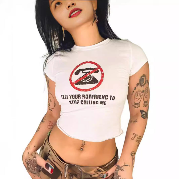 Damer Crop-T-shirt med din kreativa slogan Mirla-Eva Jonsson