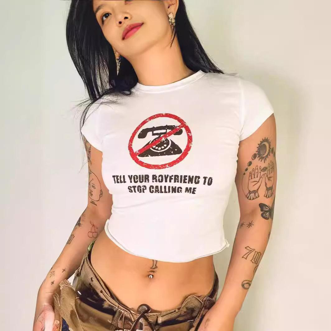 Damer Crop-T-shirt med din kreativa slogan Mirla-Eva Jonsson