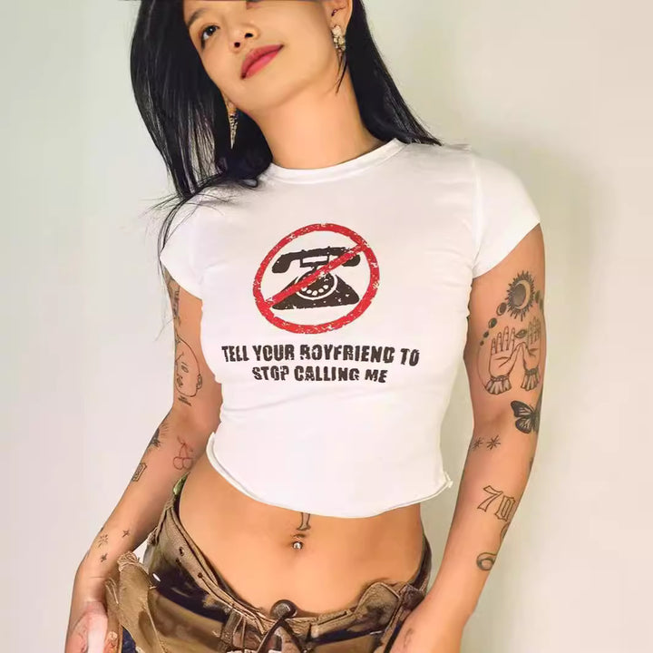Damer Crop-T-shirt med din kreativa slogan Mirla-Eva Jonsson
