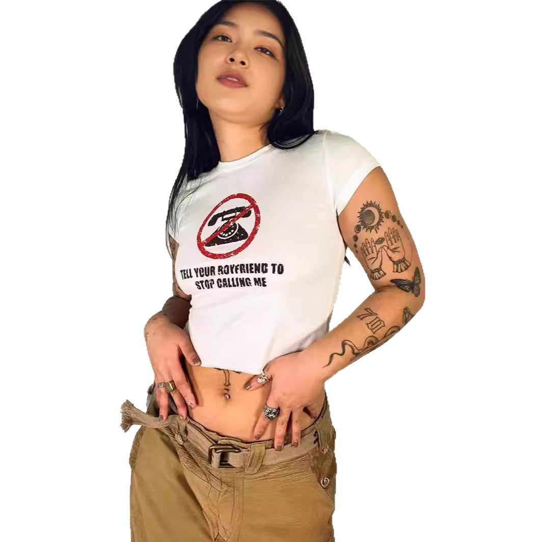 Damer Crop-T-shirt med din kreativa slogan Mirla-Eva Jonsson