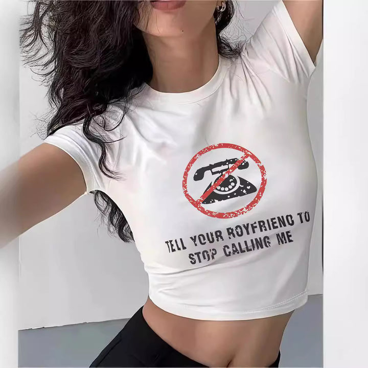 Damer Crop-T-shirt med din kreativa slogan Mirla-Eva Jonsson