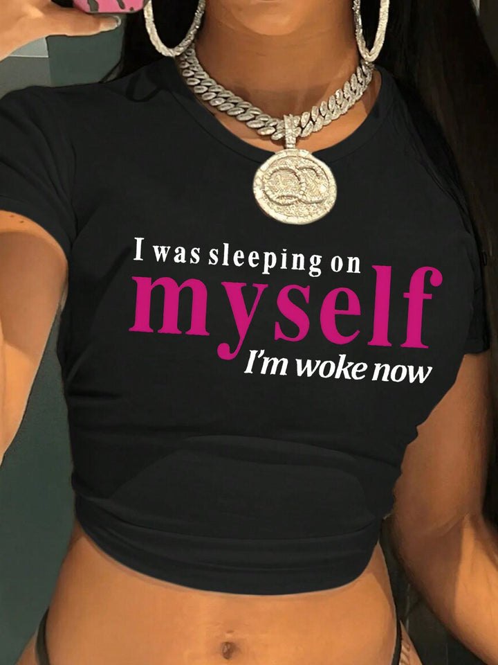 Damer Crop-T-shirt med inspirerande text Mirla-Eva Jonsson