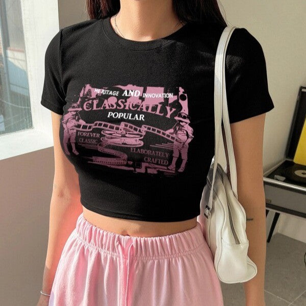 Damer Crop-T-shirt med inspirerande text och stjärndesign Mirla-Eva Jonsson