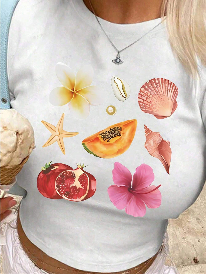 Damer Crop-T-shirt med iögonfallande grafikdesign och fräcka statementskrift Mirla-Eva Jonsson