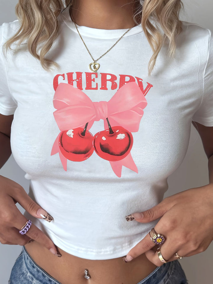 Damer Crop-T-shirt med iögonfallande grafikdesign och fräcka statementskrift Mirla-Eva Jonsson