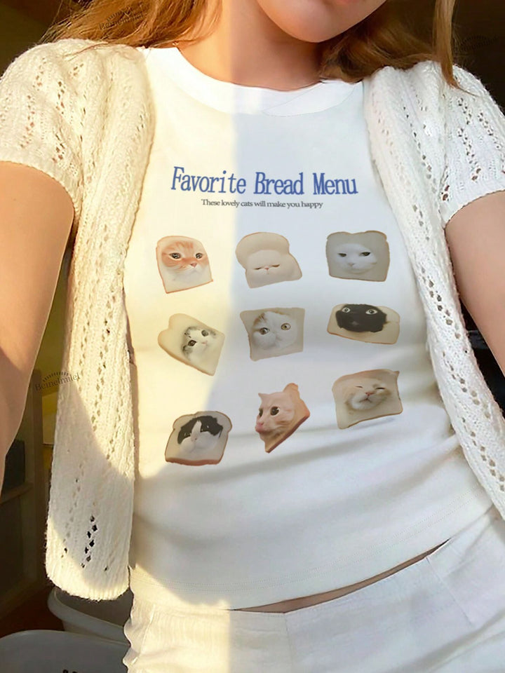 Damer Crop-T-shirt med iögonfallande grafikdesign och fräcka statementskrift Mirla-Eva Jonsson