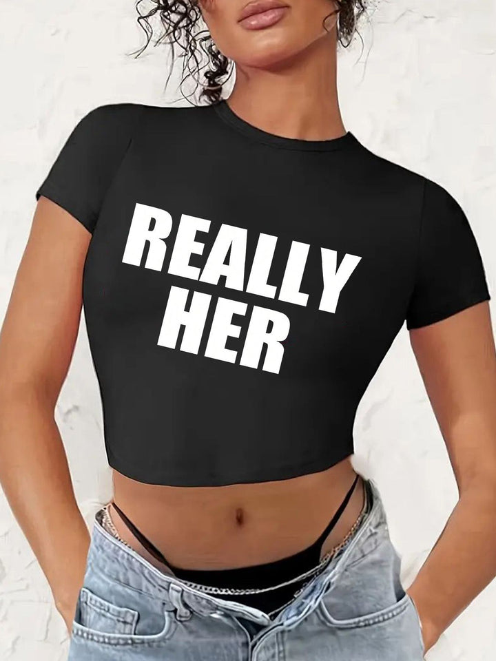 Damer Crop-T-shirt med iögonfallande statement-tryck Mirla 1777452337-Eva Jonsson