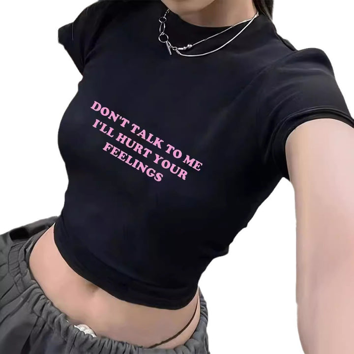 Damer Crop-T-shirt med iögonfallande statement-tryck Mirla 1777452337-Eva Jonsson