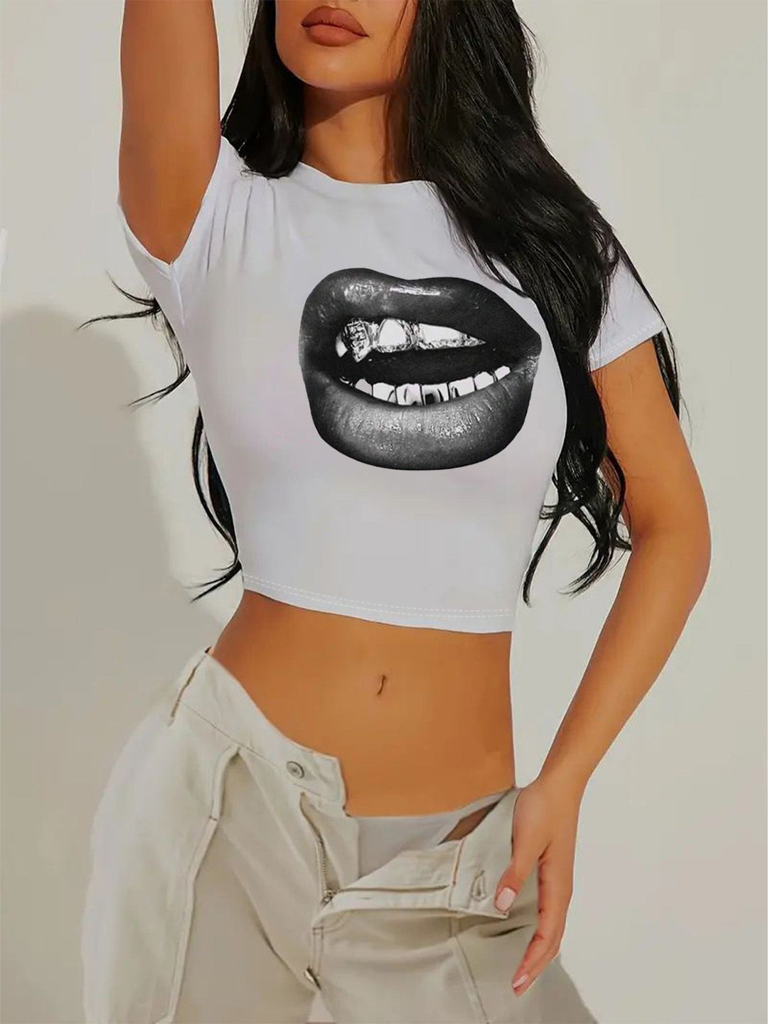 Damer Crop-T-shirt med iögonfallande statement-tryck Mirla 1777452337-Eva Jonsson