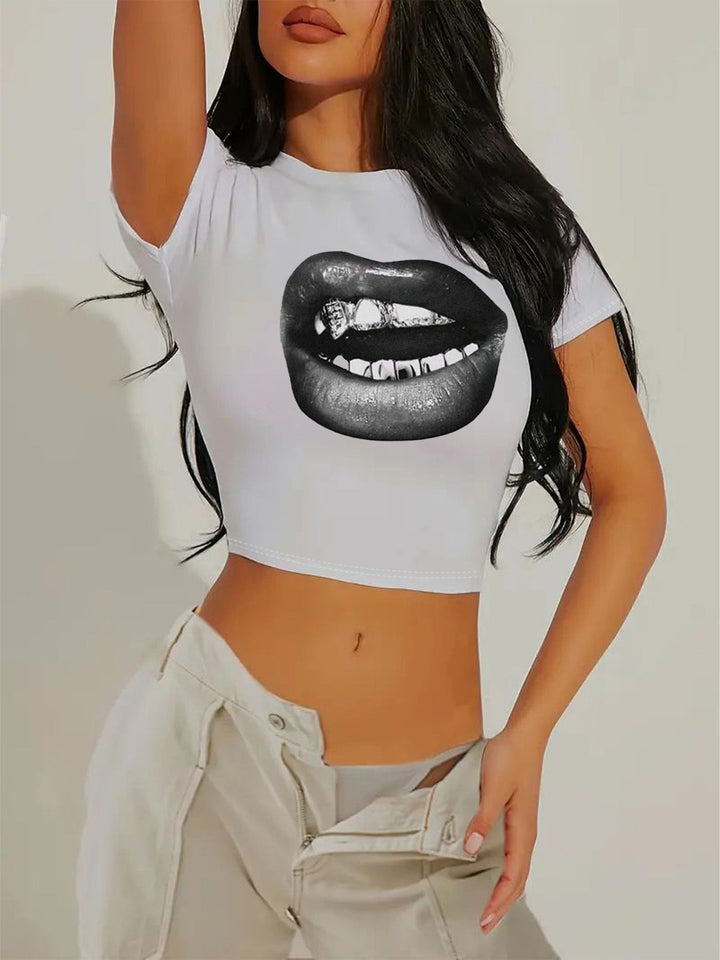 Damer Crop-T-shirt med iögonfallande statement-tryck Mirla 1777452337-Eva Jonsson