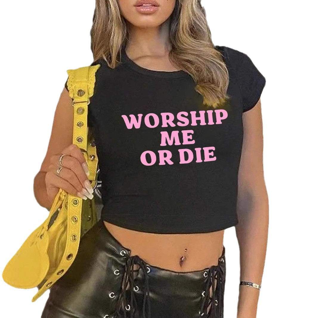 Damer Crop-T-shirt med iögonfallande texttryck Mirla-Eva Jonsson