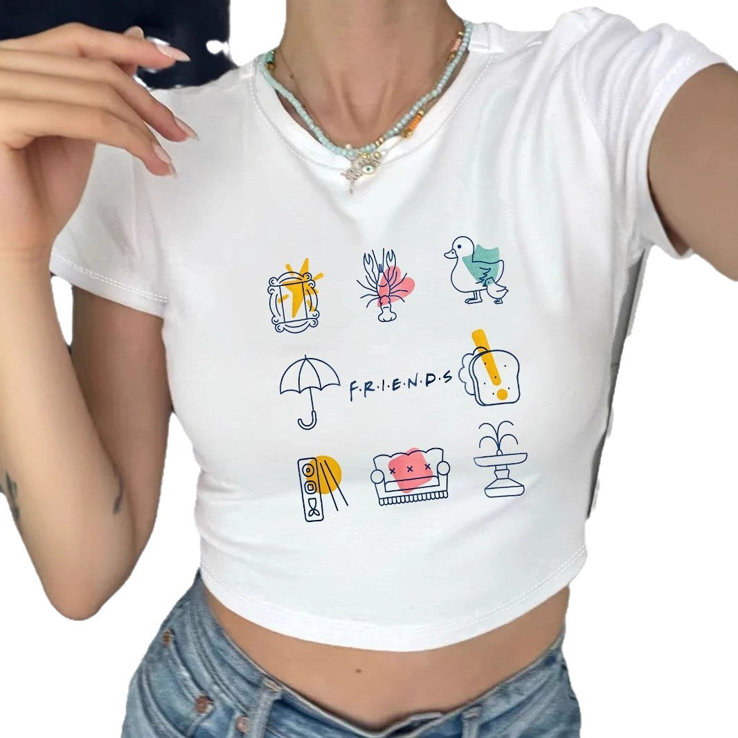 Damer Crop-T-shirt med kreativ fritidsdesign Mirla-Eva Jonsson
