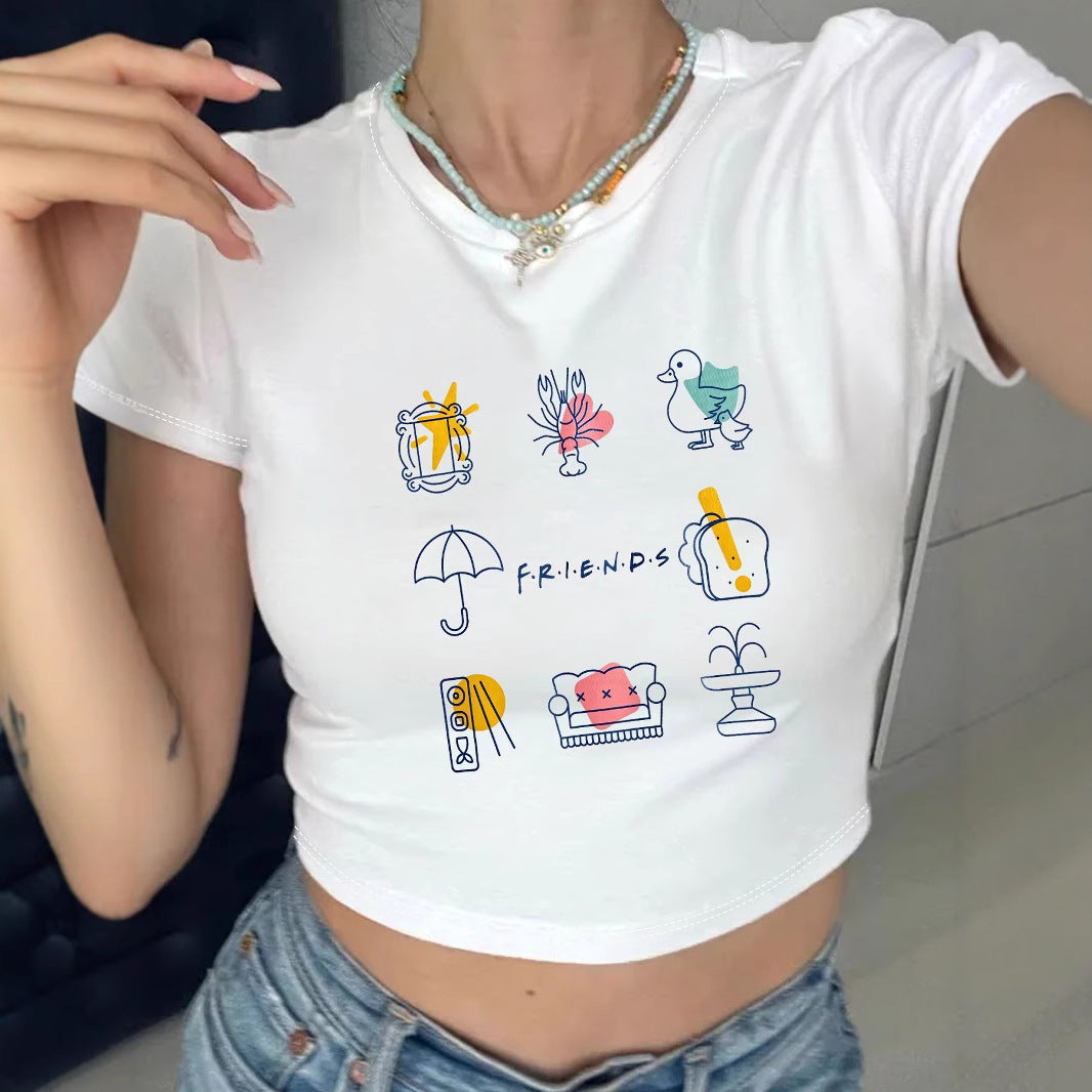 Damer Crop-T-shirt med kreativ fritidsdesign Mirla-Eva Jonsson