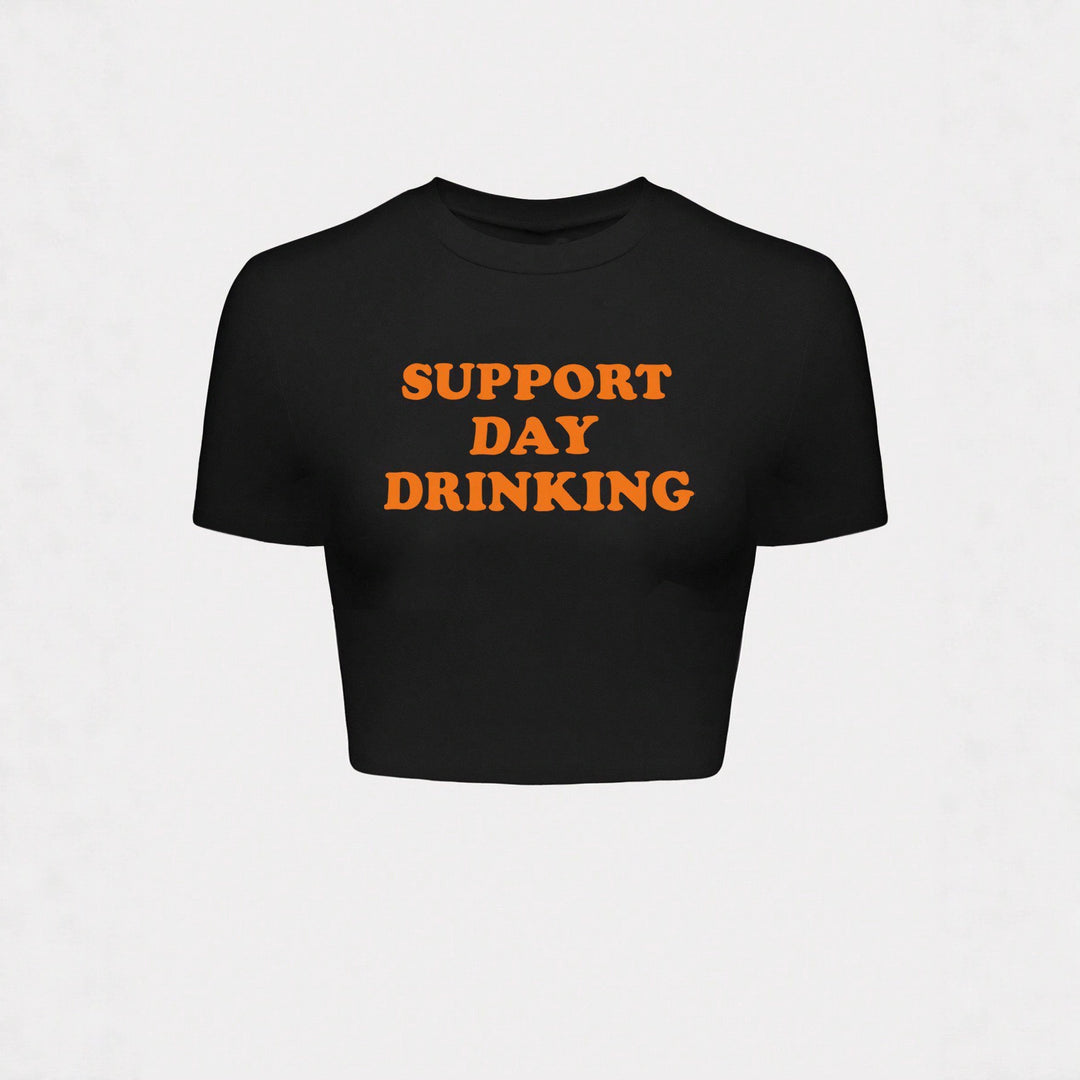 Damer Crop-T-shirt med kreativt citatdesign Mirla-Eva Jonsson