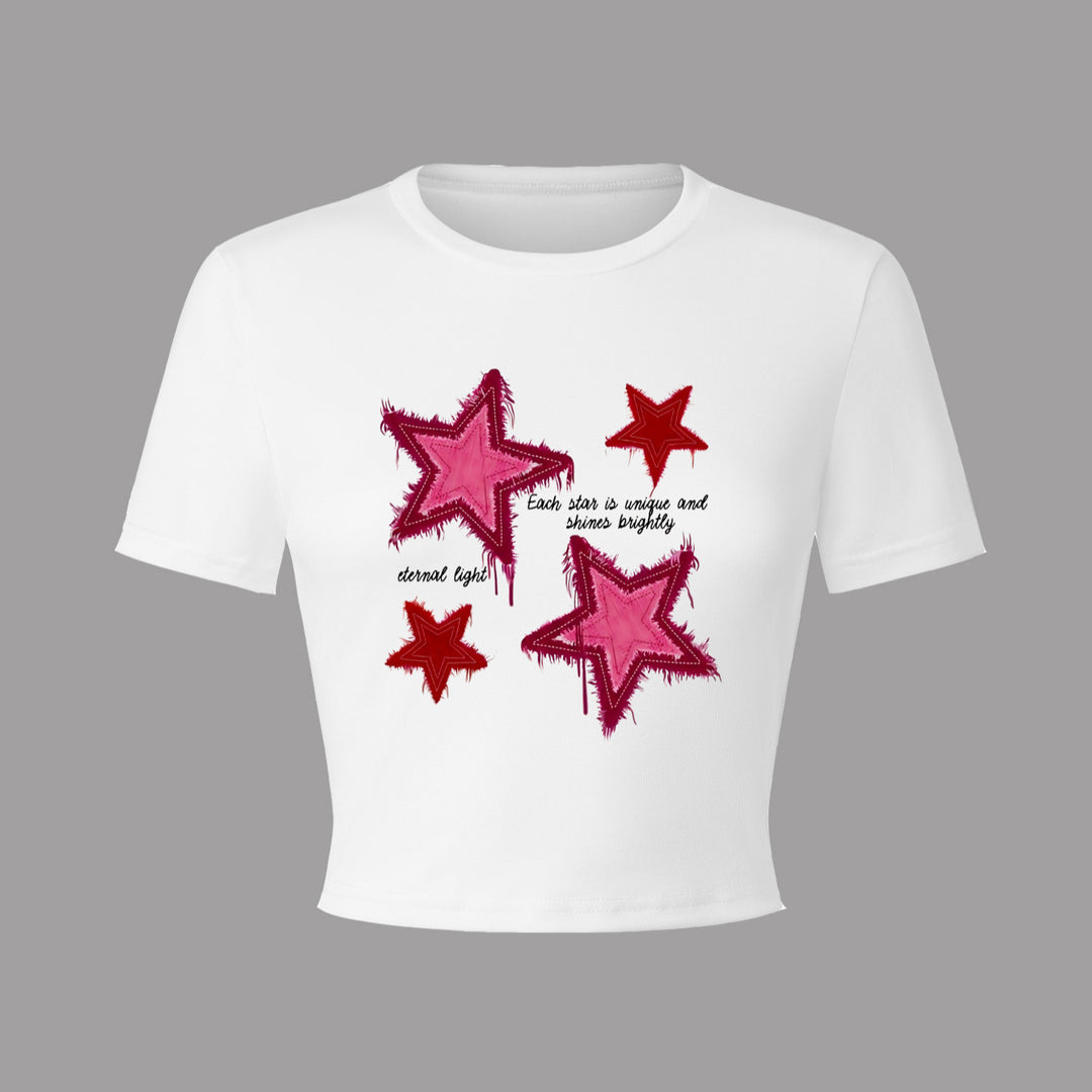 Damer Crop-T-shirt med kreativt hjärtmotiv och motiverande text Mirla-Eva Jonsson