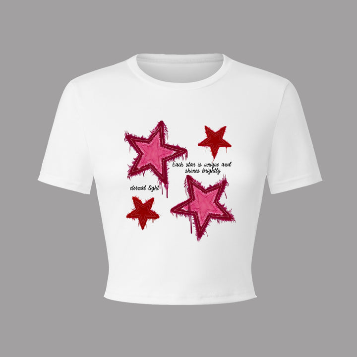 Damer Crop-T-shirt med kreativt hjärtmotiv och motiverande text Mirla-Eva Jonsson