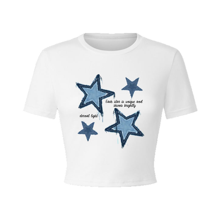 Damer Crop-T-shirt med kreativt hjärtmotiv och motiverande text Mirla-Eva Jonsson