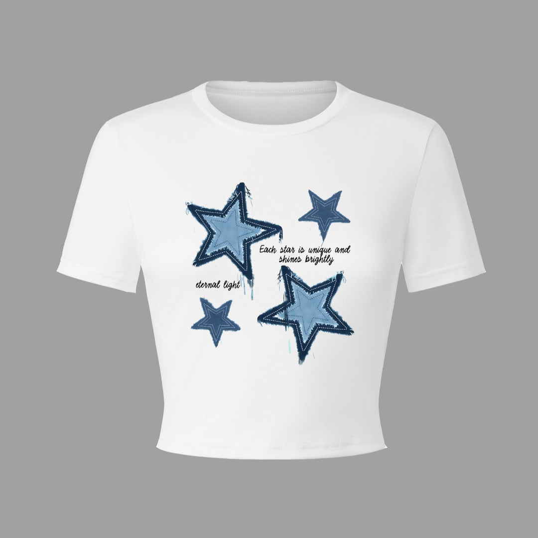 Damer Crop-T-shirt med kreativt hjärtmotiv och motiverande text Mirla-Eva Jonsson