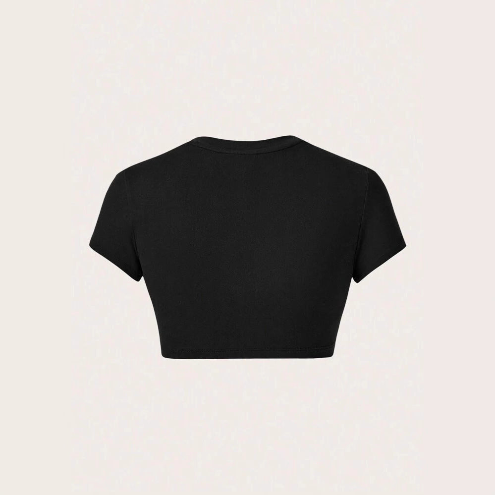 Damer Crop-T-shirt med kreativt oförglömligt uttalande Mirla-Eva Jonsson
